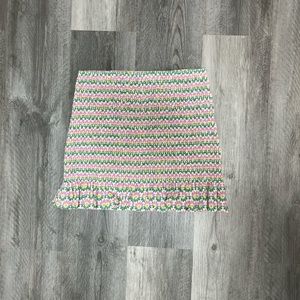Zara pink and green floral ruffled mini skirt
